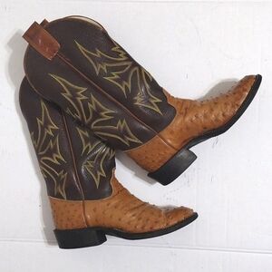 Olathe Vintage Full Quill Ostrich Leather Western Cowboy Boots Mens 6 Womens 7.5
